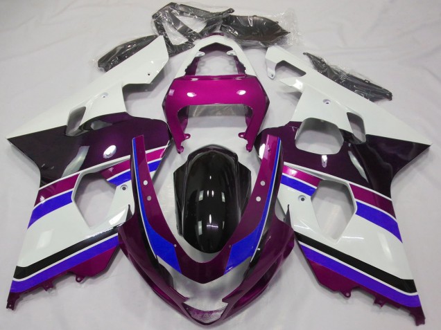 White Pink Blue Glossy Black 2004-2005 Suzuki GSXR 600 / GSXR 750 Motorcycle Fairings
