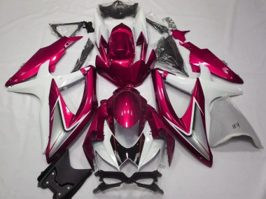 White Red Silver Black 2008-2010 Suzuki GSXR 600 / GSXR 750 Motorcycle Fairings
