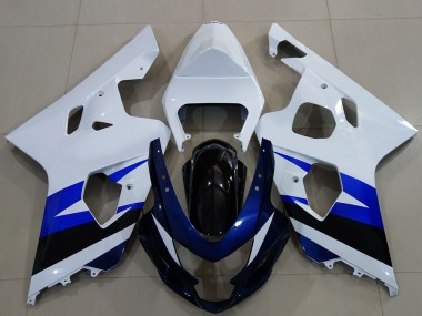 White Blue Glossy Black 2004-2005 Suzuki GSXR 600 / GSXR 750 Motorcycle Fairing