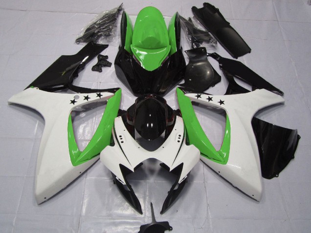 Green White Glossy Black Star 2006-2007 Suzuki GSXR 600 / GSXR 750 Motorcycle Fairings