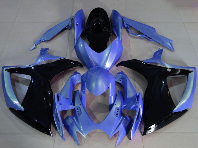 Light Blue Glossy Black 2006-2007 Suzuki GSXR 600 / GSXR 750 Motorcycle Fairings