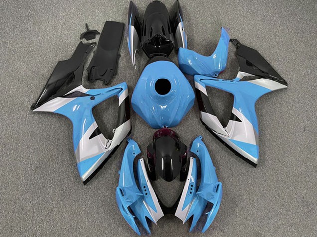 Light Blue White Glossy Black 2006-2007 Suzuki GSXR 600 / GSXR 750 Motorcycle Fairings