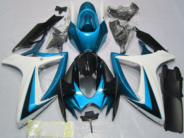 White Blue Glossy Black 2006-2007 Suzuki GSXR 600 / GSXR 750 Motorcycle Fairings