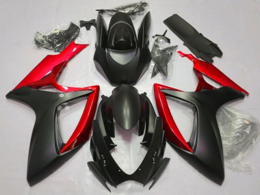 Matte Black Red 2006-2007 Suzuki GSXR 600 / GSXR 750 Motorcycle Fairings