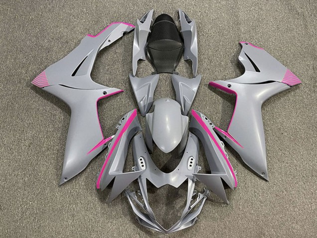 Matte Nardo Grey Pink Accents 2011-2024 Suzuki GSXR 600 / GSXR 750 Motorcycle Fairings
