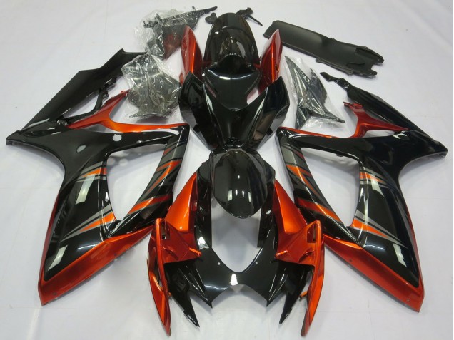 Orange Glossy Black 2006-2007 Suzuki GSXR 600 / GSXR 750 Motorcycle Fairings