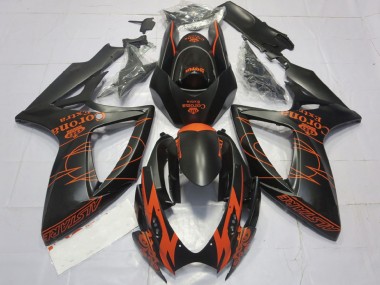 Matte Black Orange Corona Extra Alstare Motul 2006-2007 Suzuki GSXR 600 / GSXR 750 Motorcycle Fairings