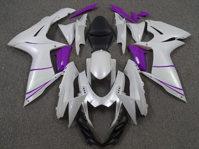Pearl White and Purple 2011-2024 Suzuki GSXR 600 / GSXR 750 Motorcycle Fairings