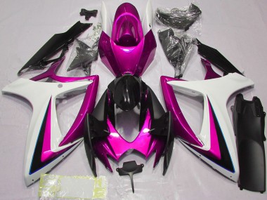 White Pink Glossy Black 2006-2007 Suzuki GSXR 600 / GSXR 750 Motorcycle Fairings