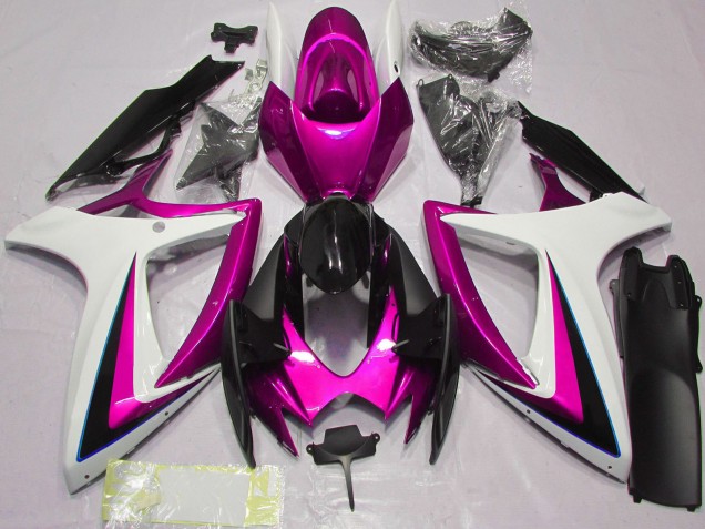 White Pink Glossy Black 2006-2007 Suzuki GSXR 600 / GSXR 750 Motorcycle Fairings