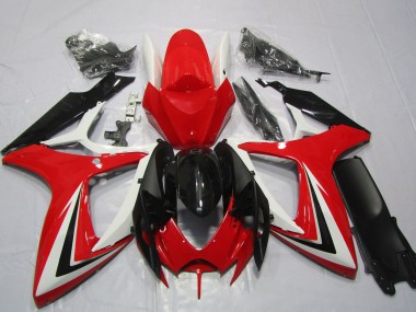 White Red Glossy Black Stripe 2006-2007 Suzuki GSXR 600 / GSXR 750 Motorcycle Fairings