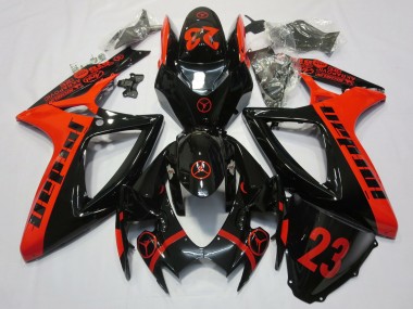 Red Glossy Black Jordan 23 2006-2007 Suzuki GSXR 600 / GSXR 750 Motorcycle Fairings