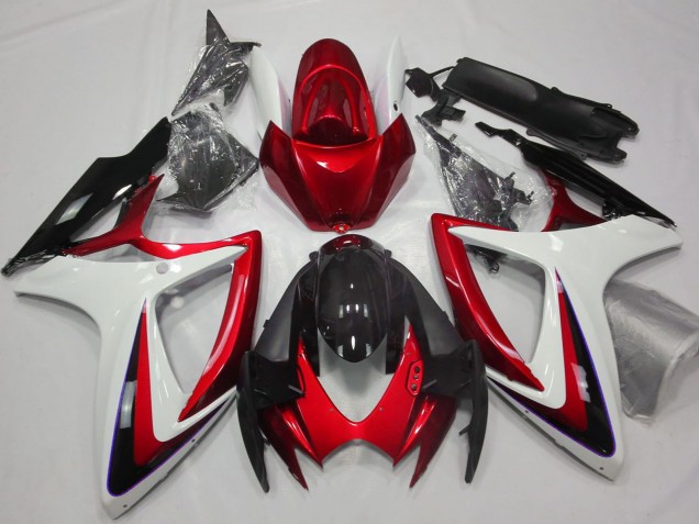 White Red Glossy Black 2006-2007 Suzuki GSXR 600 / GSXR 750 Motorcycle Fairings
