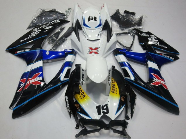 White Blue Black Yellow Red X Dark Dog 19 2008-2010 Suzuki GSXR 600 / GSXR 750 Motorcycle Fairings