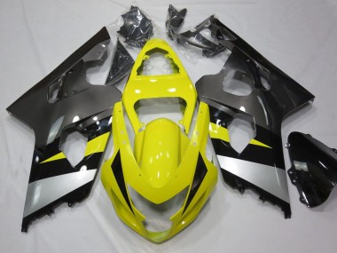 Yellow Silver Grey Black 2004-2005 Suzuki GSXR 600 / GSXR 750 Motorcycle Fairings