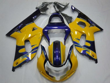 Yellow Blue 2001-2003 Suzuki GSXR 600 / GSXR 750 Motorcycle Fairings