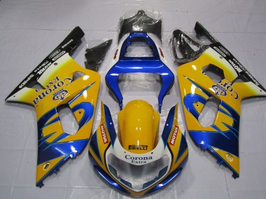 Yellow Blue White Corona Motul 2001-2003 Suzuki GSXR 600 / GSXR 750 Motorcycle Fairings