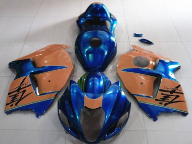 Glossy Blue and Desert Tan 1996-2007 Suzuki GSXR 1300 Motorcycle Fairings