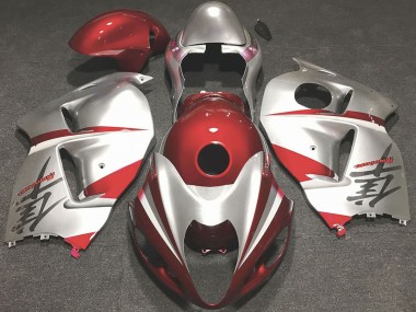 Glossy Red and Silver 1996-2007 Suzuki GSXR 1300 Motorcycle Fairings