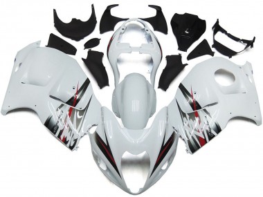 Glossy White and Silver Style 1996-2007 Suzuki GSXR 1300 Motorcycle Fairings