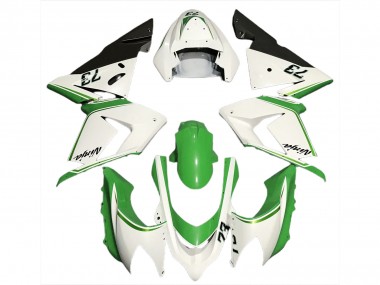 Glossy White Green 2004-2005 Kawasaki ZX10R Motorcycle Fairings