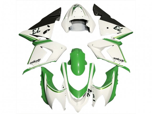 Glossy White Green 2004-2005 Kawasaki ZX10R Motorcycle Fairings