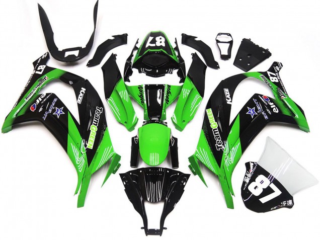 Green Glossy Black Team Green Star 87 2016-2020 Kawasaki ZX10R Motorcycle Fairings