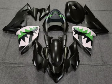 Matte Black and Green 2004-2005 Kawasaki ZX10R Motorcycle Fairings