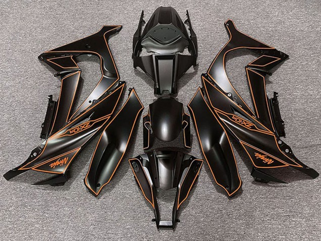 Matte Black Orange Lining 2011-2015 Kawasaki ZX10R Motorcycle Fairings