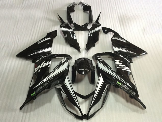Glossy Black White 2013-2018 Kawasaki ZX6R Motorcycle Fairings