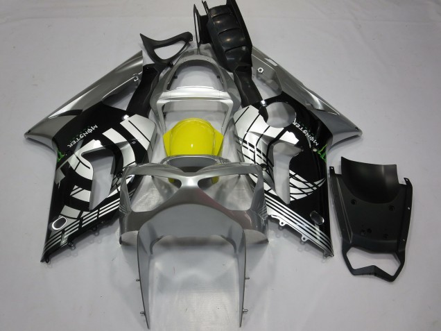 Silver Yellow Glossy Black 2003-2004 Kawasaki ZX6R Motorcycle Fairings
