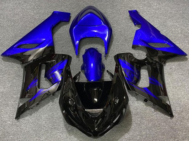 Blue Glossy Black 2005-2006 Kawasaki ZX6R Motorcycle Fairings