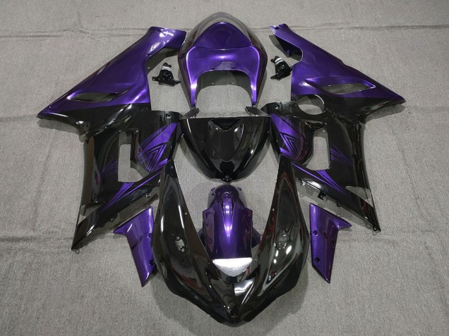 Purple Glossy Black 2005-2006 Kawasaki ZX6R Motorcycle Fairings