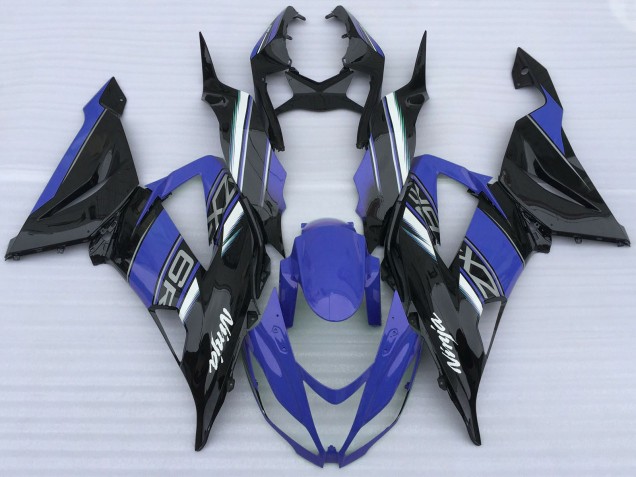 Blue Black White 2013-2018 Kawasaki ZX6R Motorcycle Fairings