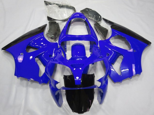 Blue Glossy Black 2000-2002 Kawasaki ZX6R Motorcycle Fairings