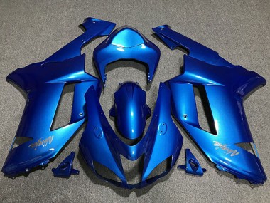 Glossy Blue Chrome Logo 2007-2008 Kawasaki ZX6R Motorcycle Fairings