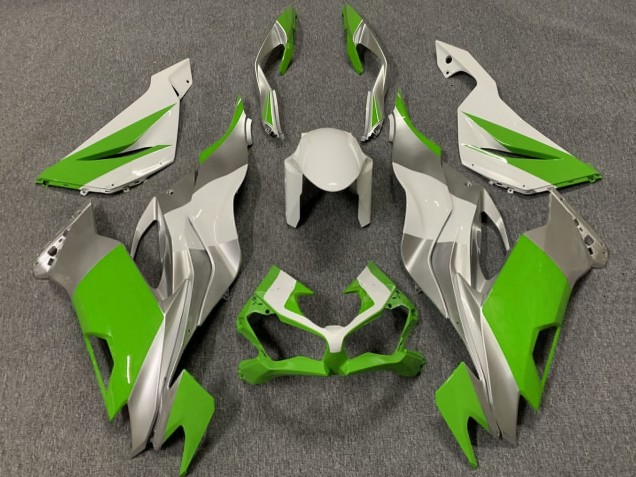 White Silver Green 2019-2022 Kawasaki ZX6R Motorcycle Fairings
