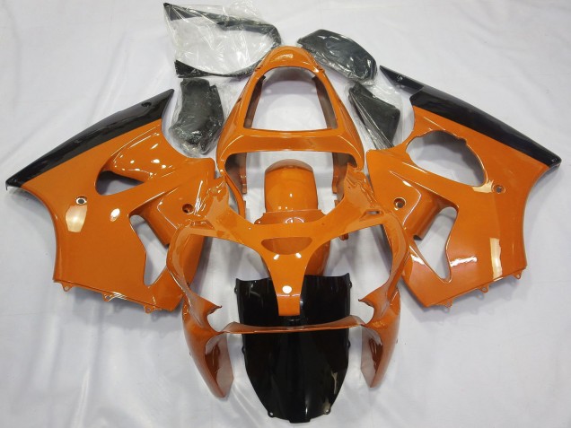 Orange Glossy Black 2000-2002 Kawasaki ZX6R Motorcycle Fairings