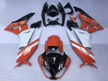 Orange White Glossy Black Elf Touch4 Bridgestone 2009-2012 Kawasaki ZX6R Motorcycle Fairings