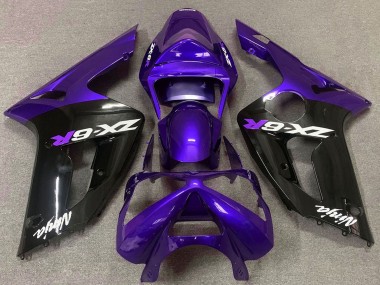 Purple Glossy Black 2003-2004 Kawasaki ZX6R Motorcycle Fairings
