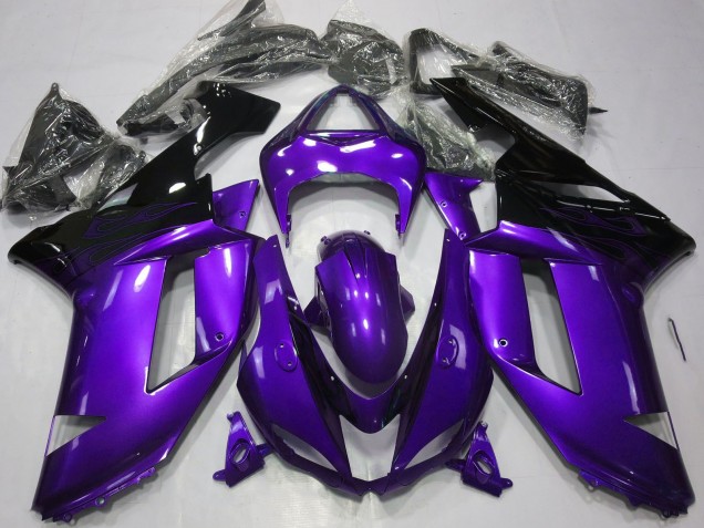 Glossy Purple Black 2007-2008 Kawasaki ZX6R Motorcycle Fairings