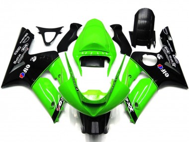 Green Glossy Black Elf Silkolene 2003-2004 Kawasaki ZX6R Motorcycle Fairings