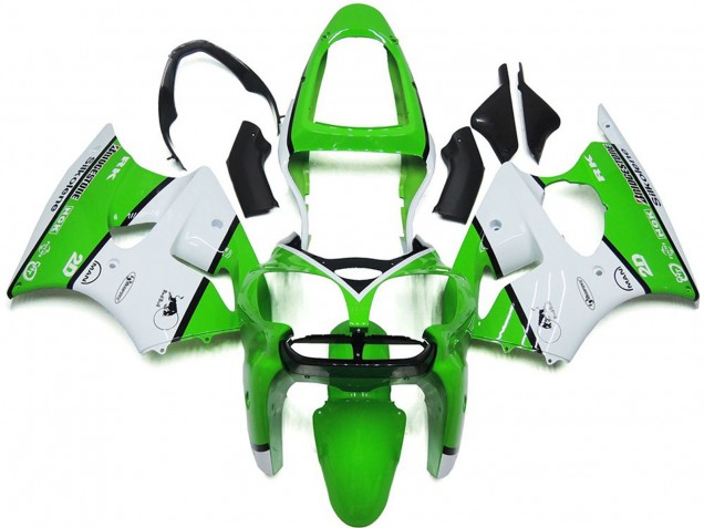 White Green Black Bridgestone Silkolene 2000-2002 Kawasaki ZX6R Motorcycle Fairings