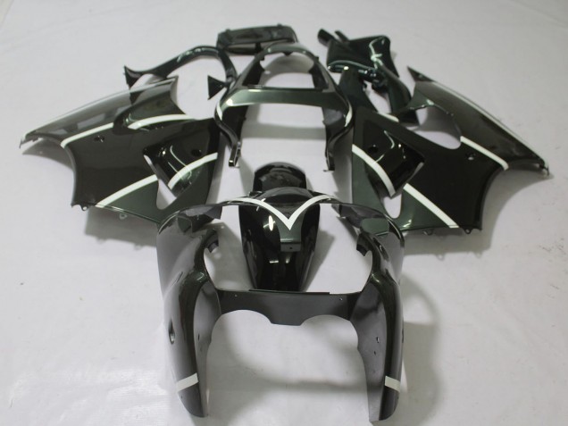 Glossy Black White 2000-2002 Kawasaki ZX6R Motorcycle Fairings
