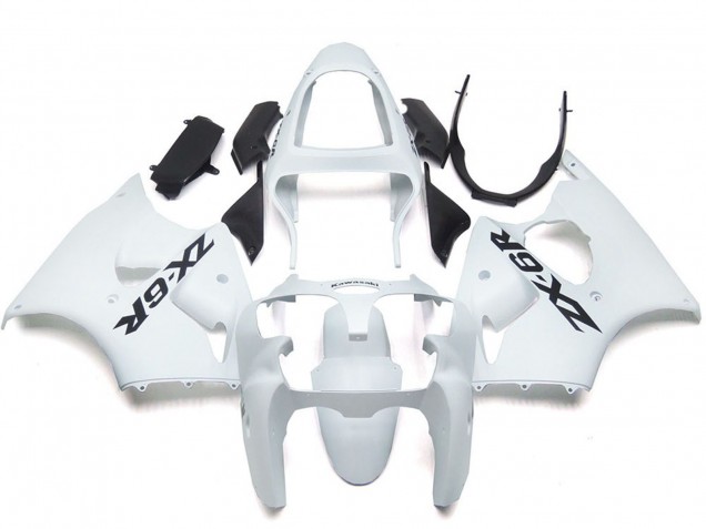 Glossy White 2000-2002 Kawasaki ZX6R Motorcycle Fairings
