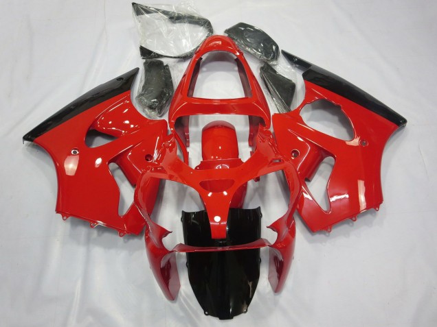 Red Glossy Black 2000-2002 Kawasaki ZX6R Motorcycle Fairings