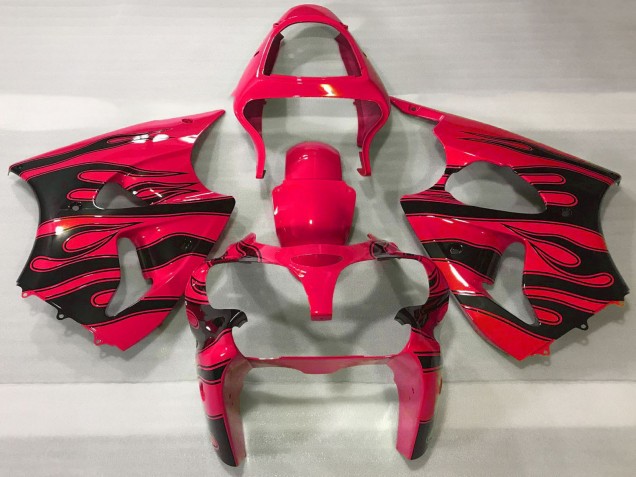 Red Black Flame 2000-2002 Kawasaki ZX6R Motorcycle Fairings