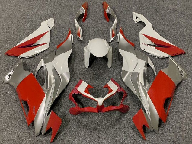 White Silver Red 2019-2022 Kawasaki ZX6R Motorcycle Fairings