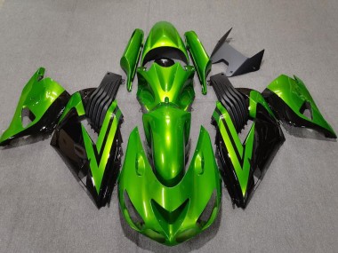 Green Glossy Black 2006-2011 Kawasaki ZX14R Motorcycle Fairings