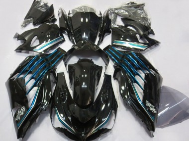 Glossy Black Light Blue 2012-2024 Kawasaki ZX14R ZZR1400 Motorcycle Fairings